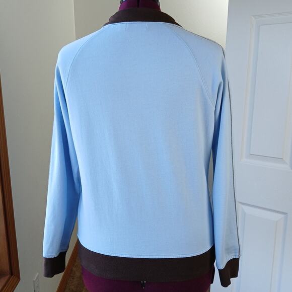 N.Y.L. New York Laundry Blue Bash Full Zip Sweatshirt XL retro jacket brown trim - Picture 3 of 14